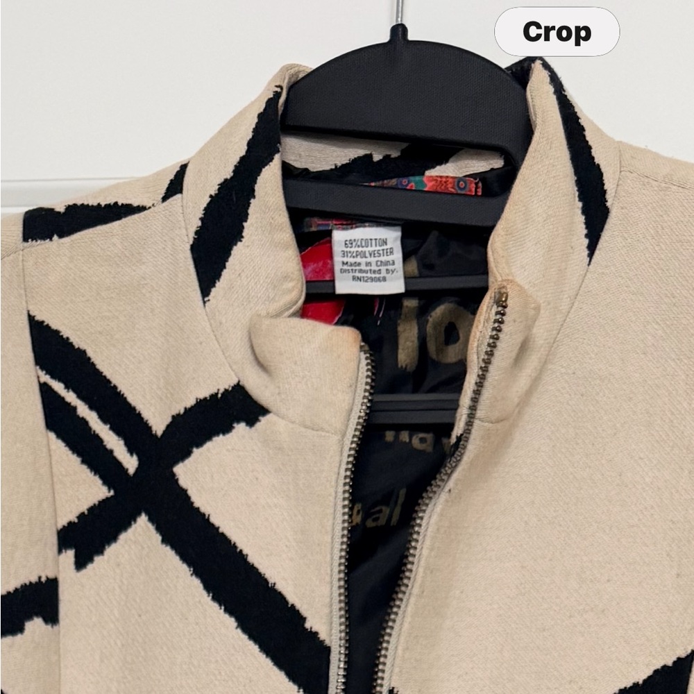 Beige and Black Zip-Up Desigual coat EU 42/US S-M - Picture 5 of 10